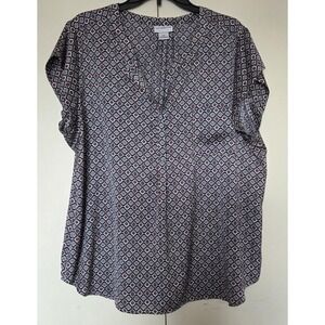Liz Claiborne Women's Geometric Cap Sleeve Blouse Size XXL ~EUC ~